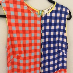 DVF gingham patchwork maxi dress